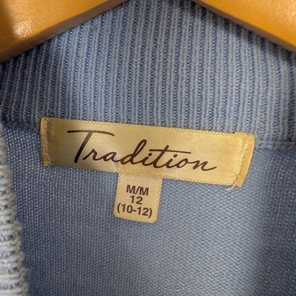 BABY BLUE CABLE KNIT SWEATER WITH BEADS SIZE SMALL - Picture 5 of 6